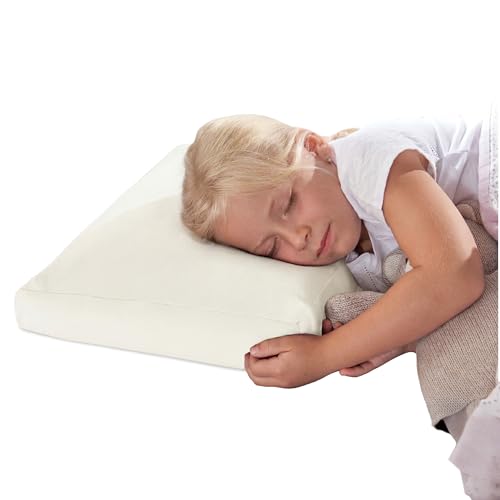 Theraline Kinderkopfkissen ab 2 Jahren, ca. 30x50cm, ergonomisches Schlafkissen & Nackenstützkissen, Memory Schaum & Perlen, patentiert, Kinderkissen für gesunden Schlaf, inkl. atmungsaktiver Bezug