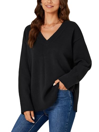 KIFOVEN Women’s Casual Oversized Tunic Sweater V Neck Long Sleeve Side Slit Pullover Loose Fall Knit Top3