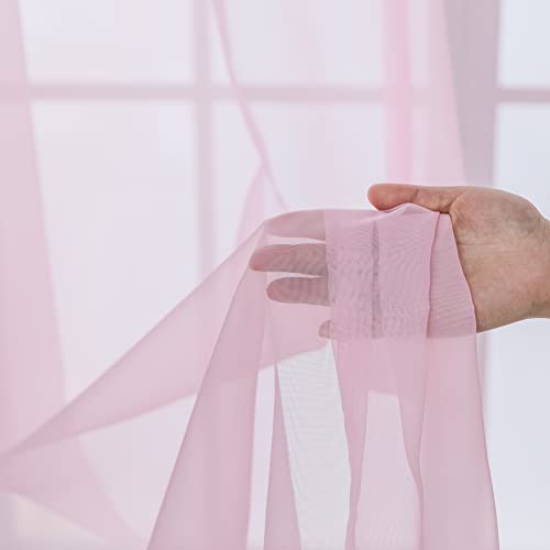 Bestselected Window Light Pink Sheer Curtains, 52 X 84 Inches Each 2 Panels Sheer Curtain Girls Room Basic Rod Pocket Panel For Bedroom Children Living Room Yard Kitchen W52 X L84 #TOP6