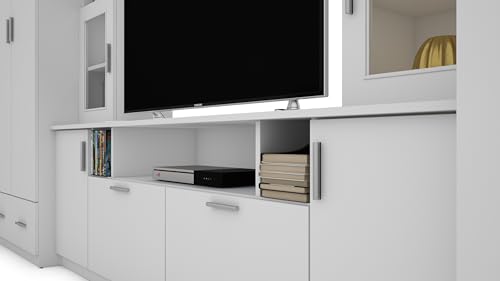 e-Meblast Wohnwand Tajga - Schrankwand - Vitrinen - Hängeschrank - Elegant Möbel - Wohnzimmerschränke - BxHxT 360x210x53-2 Schränke - TV-Lowboard - Anbauwand (Weiß) – Bild 6