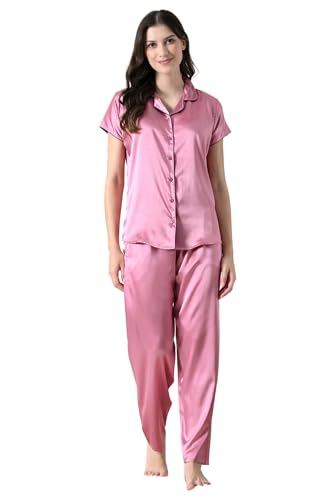 Women's & Girl's Half Sleeves T-Shirt & Pajama Satin Nightsuit/Ni...