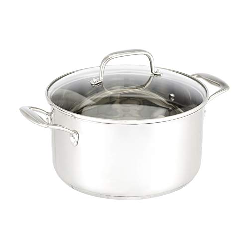 AmazonBasics Stainless Steel Stock Pot with Lid, 6-Quart