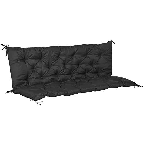 Outsunny 3 Seater Bench Cushion, Garden Chair Cushion with Back and Ties for Indoor and Outdoor Use,...