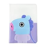BT21 MANG Character Cute Clear Passport Holder Cover Wallet for Travel, Purple