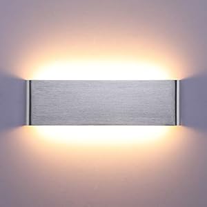 Lightess Applique Murale LED Intérieur 16W Lampe Murale LED 3000K Moderne en Aluminium IP44 pour Chambre Salon Escalier Maison Couloir Hôtels Salon Hall d’Entrée Vitrine Argent Brossé Blanc Chaud