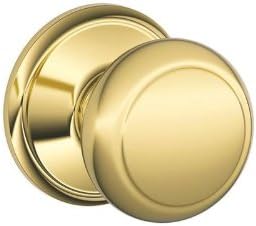 Schlage F10-AND Andover Passage Door Knob Set from the F-Series, Polished Brass