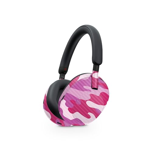 Image of MightySkins Carbon Fiber Skin Compatible with Sony WH-1000XM5 Headphones - Pink Camo | Protective, Durable Textured Carbon Fiber Finish | Easy to Apply, Remove, and Change Style