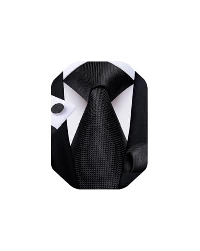 Image of DiBanGu Mens Solid Color Tie and Pocket Square Set Woven Silk Plain Necktie & Handkerchief for Men Wedding Party Formal