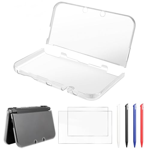 Image of Hzxkqmil Transparent Protective Case for Nintendo New 3DS XL /LL Console | Clear Crystal Hard Case Protective Cover + 1 Set Screen Protectors Film and 4 Stylus Pen for New 3DSXL LL