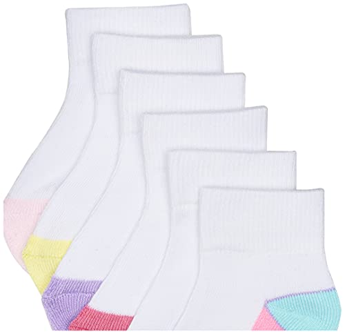Jefferies Socks Baby Girls' Toddler Color Block Half Cushion Quarter Socks with Non-Skid 6 Pair Pack2