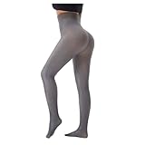 PrimLenticul Collants DoubléS Polaire Pour Femme, Couleur Unie Ultra Doux Leggings De Course Pour Femme, La Maison Ou L'Exercice Quotidien (Gris Argenté)