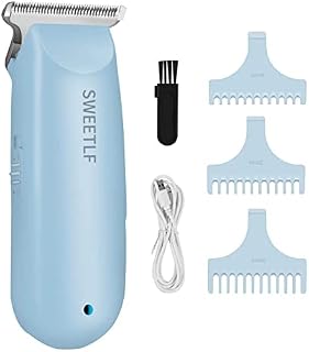 SWEETLF Cordless Hair Clipper, Small Clipper Portable Rechargeable Hair Trimmer, Electric Hair Cutting Kit with 3 Guide Combs, Portable Haircut Clippers for Infant Kid Children Men Women Pet(Blue)