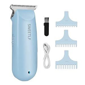 SWEETLF Hair Clippers, Silent Cordless Hair Trimmer, Mini Hair Cutting Kit with 3 Guide Combs, Portable & USB Rechargeable Haircut Clippers for Men Women Kids (Blue)
