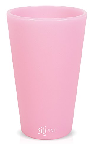 SILIPINT Silicone Pint Glasses, Squishy Beer Glasses, The Original Unbreakable Silicone Pint Glass, Patented Unbreakable Glassware for Beer and Wine and More, Drinkware That is Heat Safe and Freeze Safe, Glow-in-the-Dark Pink, 16-Ounce