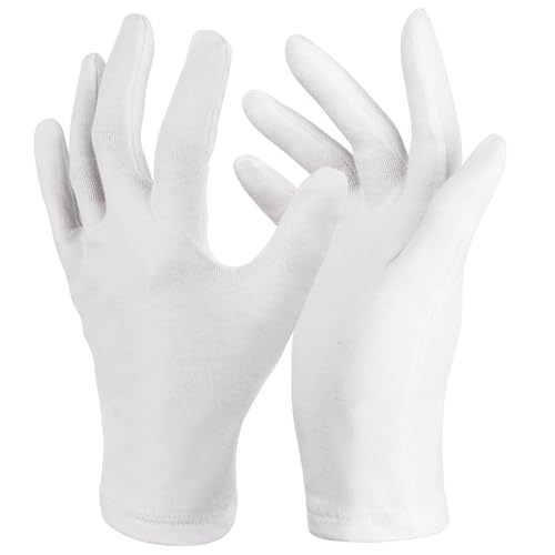 Donfri 2 Pares Guantes Blancos Algodon, Guantes Hidratantes, Guantes Trabajo Dermatologicos,Guantes Antiestáticos para su Protección Cuando Tenga la Piel Seca