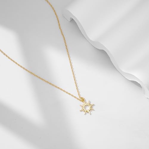 Image of Gold Silver Necklace for Women, Dainty Cubic Zirconia Pendant