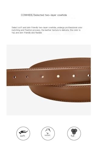 Women's Fashion Retro Genuine Leather Belt Versatile Irregular Button Dress Belt (Color : Black, Size : 41.3IN)4