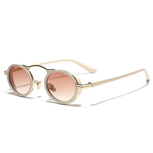 Lunettes de soleil ovales rétro pour femme et homme avec verres dégradés beige thé