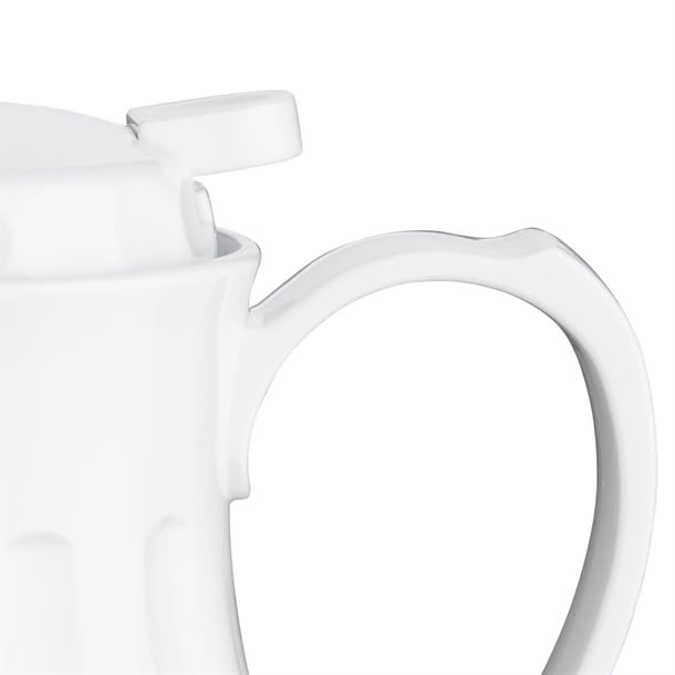 Olympia Insulated Swirl Jug, White, 1.2Ltr - Suitable for Hot and Cold Drinks Thumb-Operated Lid CH119, 1.2 Litres - Image 3