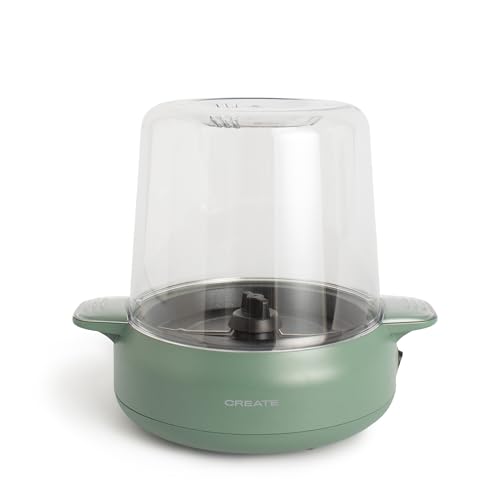 CREATE/POPCORN MAKER STUDIO/Máquina de palomitas con fundidor de mantequilla Verde Sage/Fácil de usar, Hasta 100g de maiz, Palomita en 5 min, Palomitas dulces o saladas, 500W