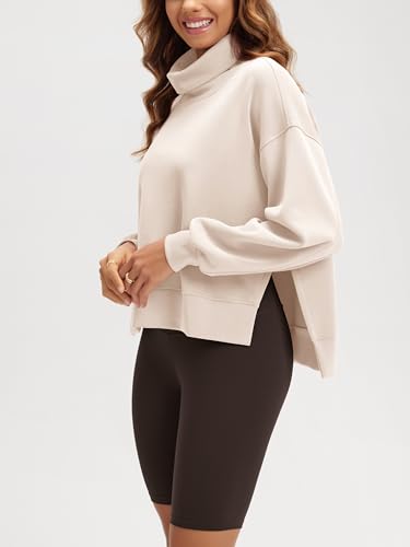 ODODOS Modal Soft Split Hem Turtleneck Sweatshirts for Women Long Sleeve Casual Pullover Top4