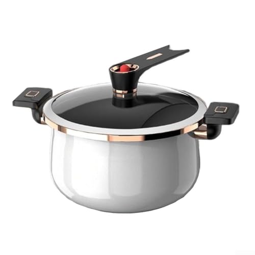 Desiumite Olla a presión esmaltada de gran capacidad con asas dobles para estufa de inducción de gas, 26 cm, 28 cm, color negro (5 L, blanco)