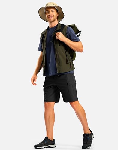 Pudolla Men's Hiking Cargo Shorts with 5 Pockets Lightweight 9" Outdoor Work Casual Shorts for Men Travel Fishing (Black L) - Image 7