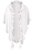 poncho damen creme Damen Strick Poncho mit Einheitsgröße in dreieckiger Form, fein gestrickt und schön warm, mit locker fallenden Volants