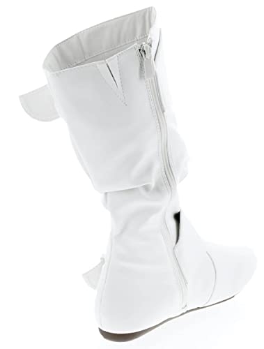 Image of Forever Link Women's Klein-70 Closed Round Toe Buckle Slouch Flat Heel Mid-Calf Boot