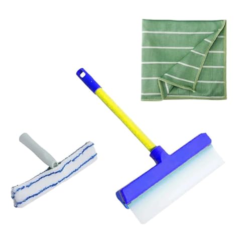 Kit de raclette en silicone recyclable, nouveau kit de nettoyage de fenêtre 2025, outils de nettoyage de vitres avec raclette en silicone et éponge en...