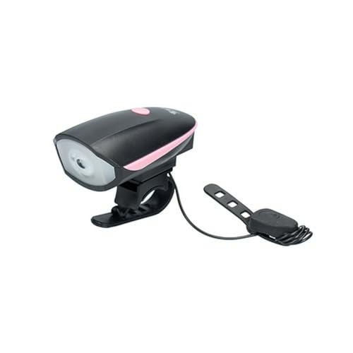 TM Electron TMTOR014P luz LED de 3W, 250LM y 4 Modos para Bicicleta con bocina eléctrica, Color Rosa, Standar