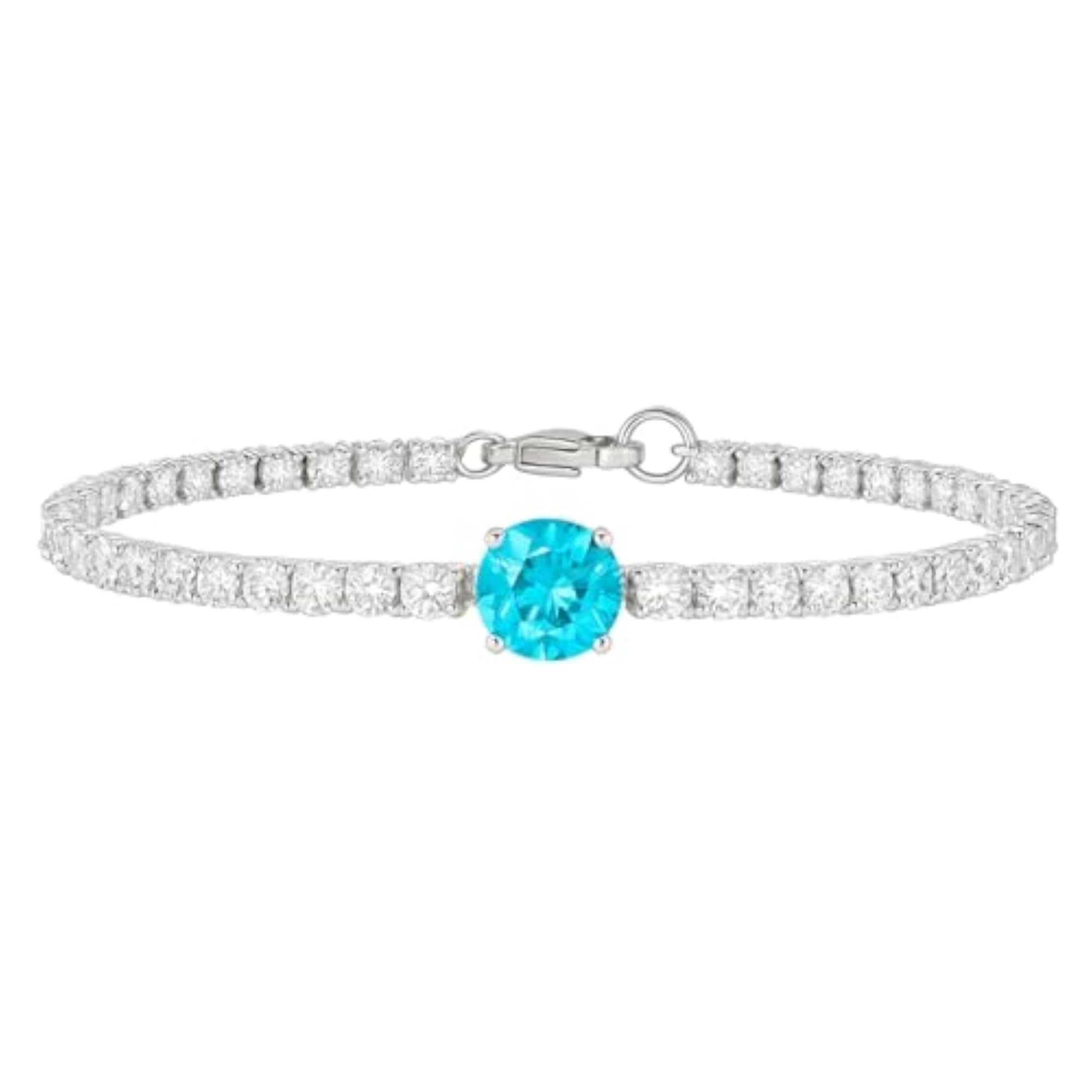 Women's 925 Hallmark Silver Blue Brilliant Cut Bracelet