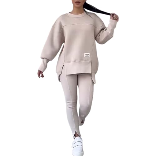 Survêtement irrégulier femme à manches longues ensemble deux pièces fluide au design asymétrique