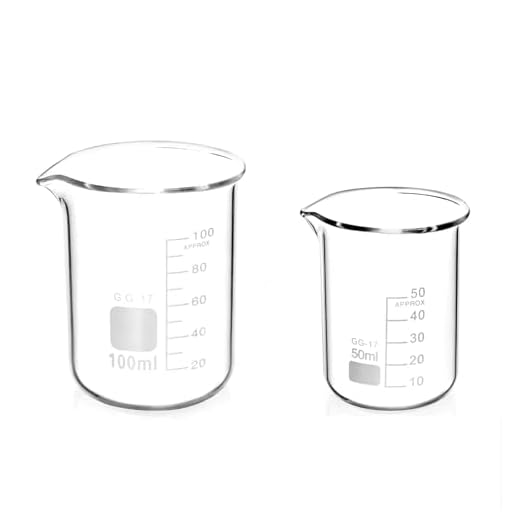 2 Stück Abgestufter Messbecher Glas Becherglas 50ml 100ml Set für Labor-Messbecher Küche