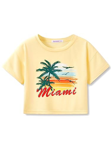 Image of Stylish Graffiti /Butterfly /Tropical Crop Top for Little & Big Girls - Cool Summer T-Shirt Clothes Size 6-18