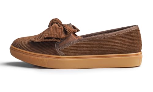Image of FEVERSOLE Women's Casual Slip On Sneaker Fashion Bow Tie Loafer Flats