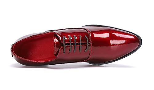 Santimon Men's Fashion Pump Oxford Patent Leather Pointed Toe Lace-Up Classic Comfort Casual Dress Shoes Cowboy3