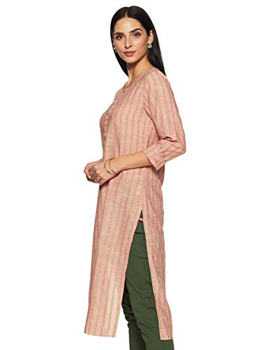 Image of Varanga Women's Cotton Straight Kurta (VAR1191406 Peach Xx-Large)