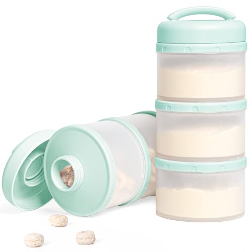 Image of Termichy Stackable Formula Dispenser Portable Milk Powder Container, 2 Pack, Light Green