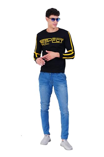 Image of JUGULAR Men's Typography Cotton Round Neck Full Sleeve Printed Respect Regular Fit T-Shirt