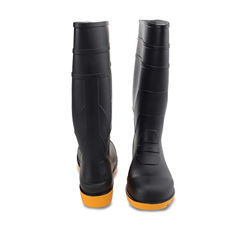 FAST Official 14\" Men Black Steel Toe/Midsole/Shank Safety Work Boots Fishing Flood Snow Shoe US 6 (M)