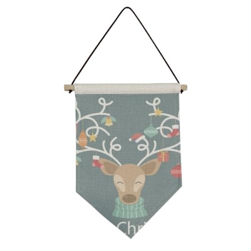 Drapeau de Noël en toile idée cadeau festive avec clochette pour la maison
