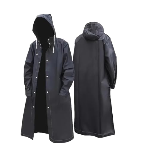 Manteau imperméable long noir à capuche adulte pour moto et vélo