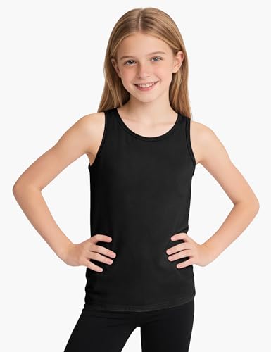 Image of Auranso Girls Tank Tops Cotton Sleeveless Undershirts Athletic Dance Tops