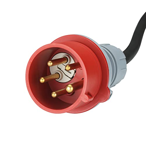 CEE Verlängerungskabel 0,5m Starkstromkabel H07RN-F 5G 2,5mm² 400V 16A, 5-polig CEE-Verlängerung mit Phasenwendestecker, IP44 Starkstrom-Verlängerung für Baustelle, Industrie, Außenbereich
