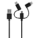 Rove RV06551 4 Ft 3-in-1 Charging Cable Black