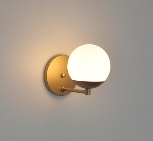 FG ILUMINAÇÃO, Arandela Jabuticaba Dourado Bola/globo De Vidro.