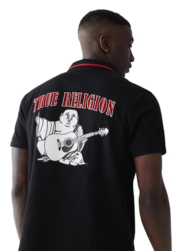 True Religion Men's JV7 Tipped Polo – Short Sleeve Cut & Sew Knit Polo Shirt with Contrast Trim & Logo4