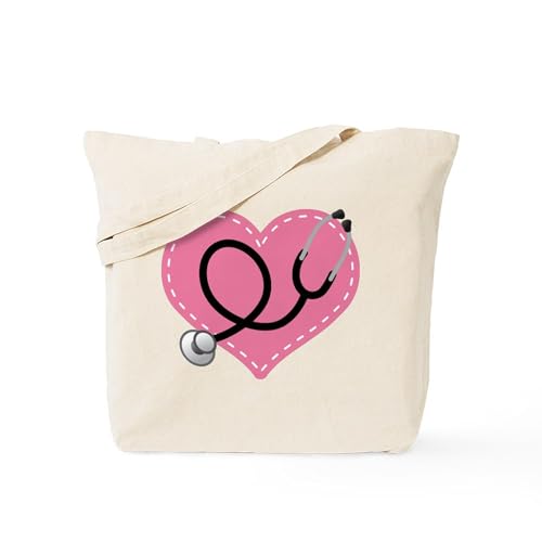 CafePress Doctor Nurse Heart Tote Bag Natural Canvas Tote Bag, Reusable Shopping Bag