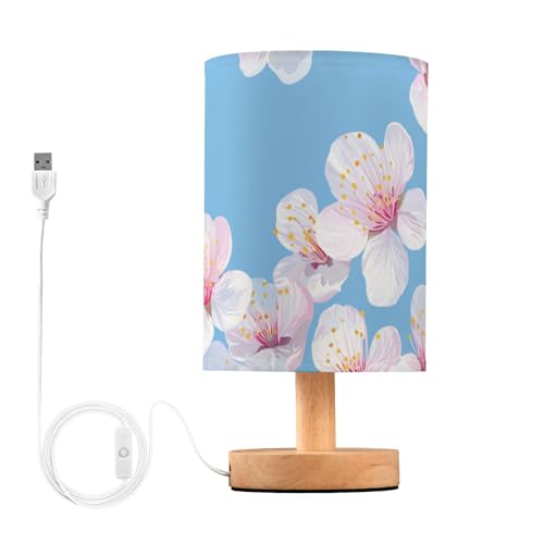 Lámpara de Mesa de Noche LED con USB Azul Floral miniatura 2